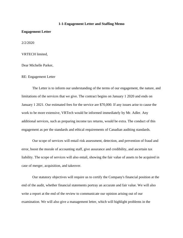 Engagement Letter 2/2/2020 VRTECH Limited, Dear Michelle Parker, RE: Engagement Letter_2