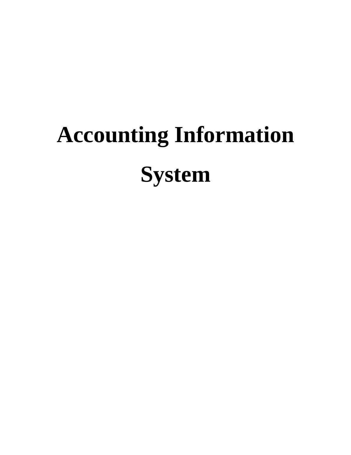 Accounting Information System Solved Assignment_1