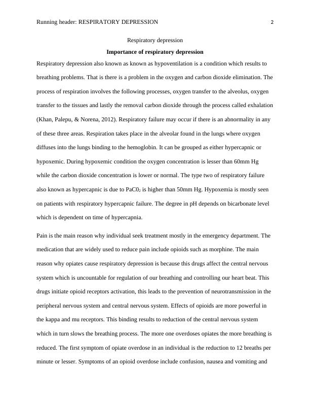 Importance of Respiratory Depression