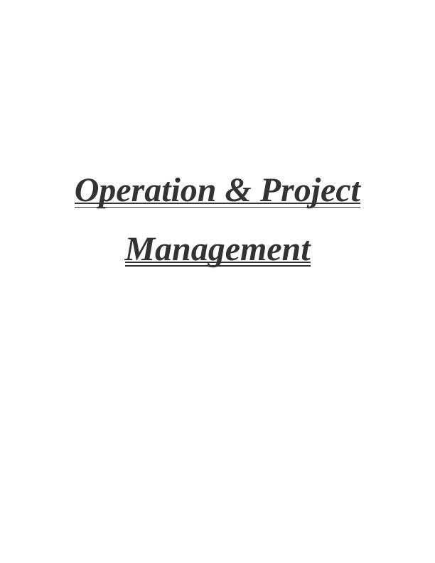 Unit 16 Operation & Project Management