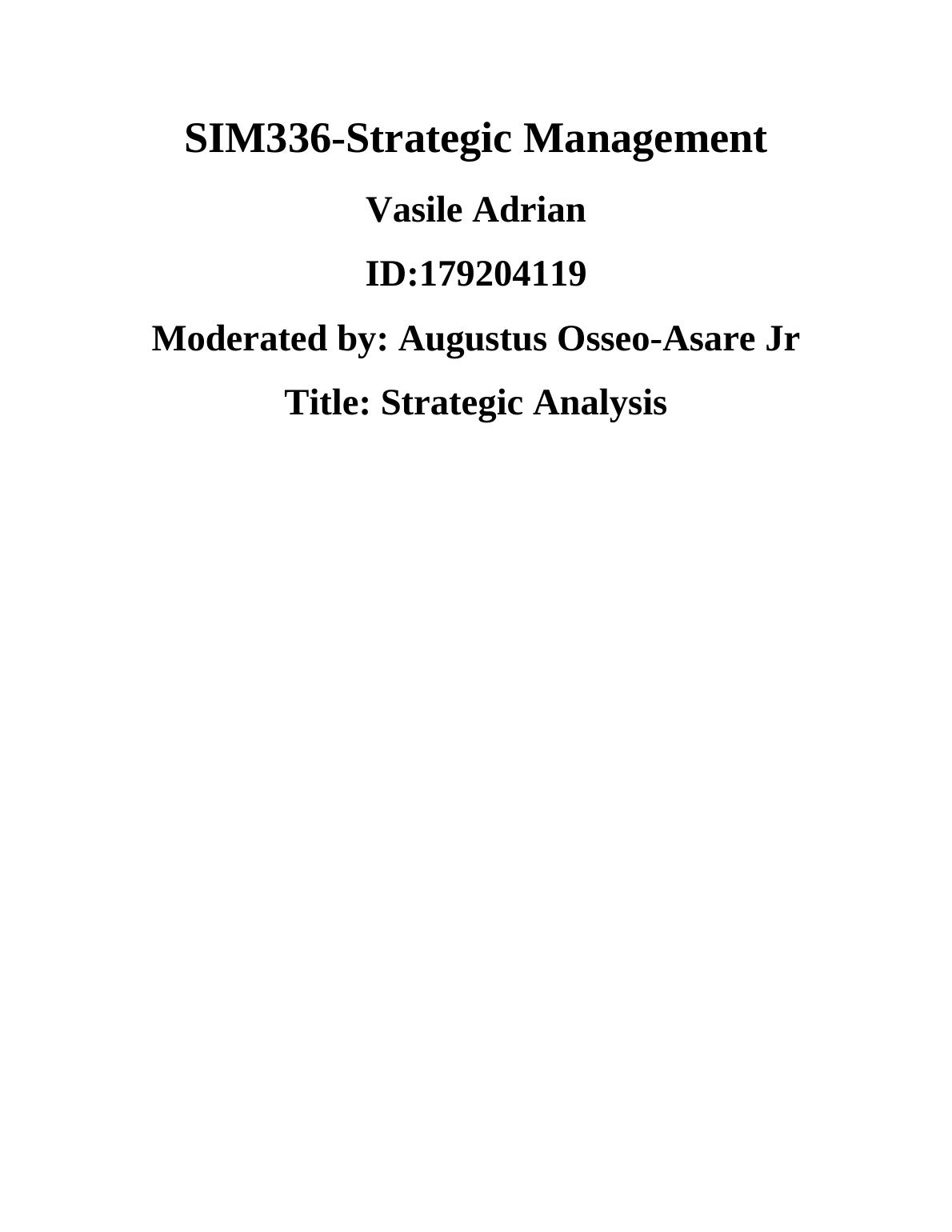 sim336 strategic management assignment