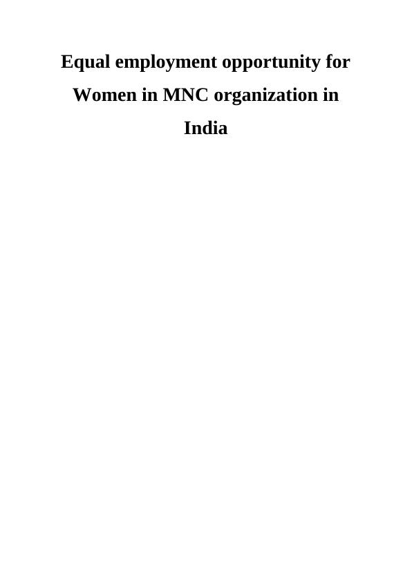 Equal Employment Opportunity for Women in MNC_1