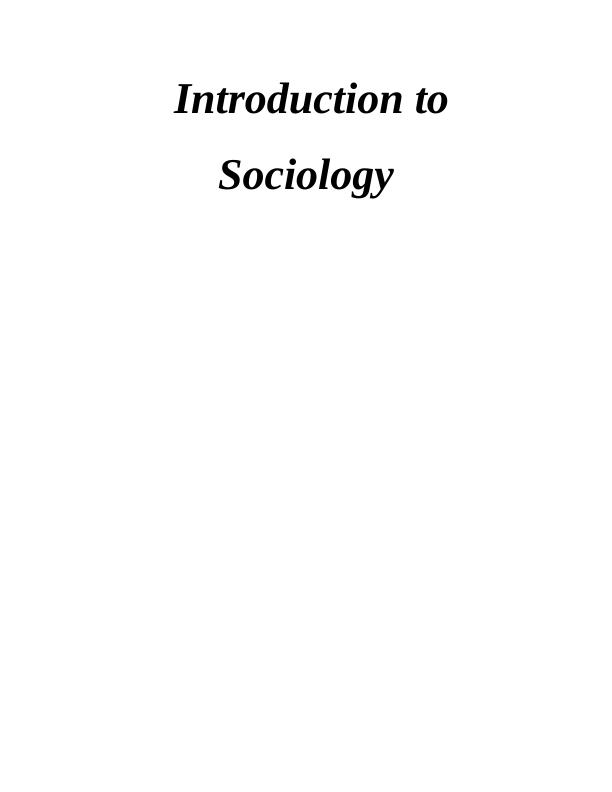 Introduction to Sociology