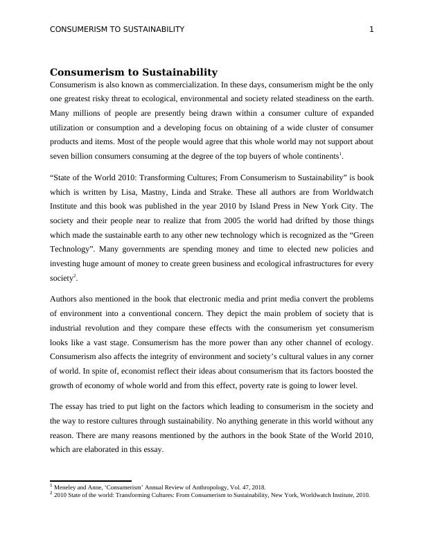 consumerism research essay