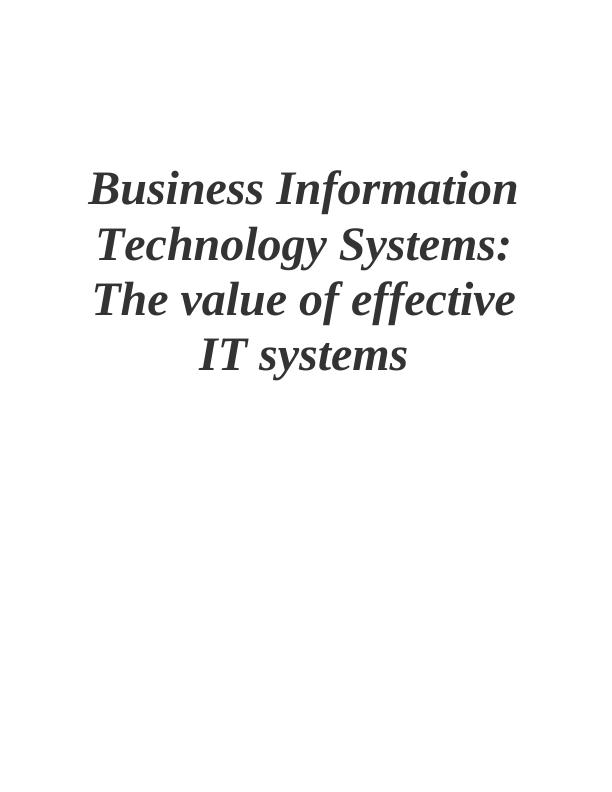 Business Information Technology Systems : Assignment_1