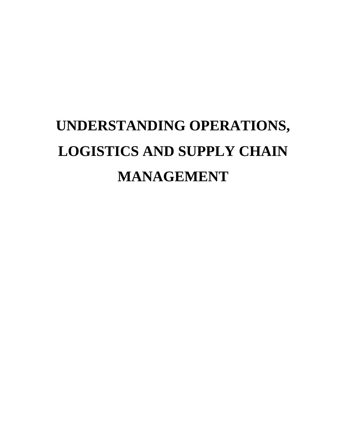 Operations Management of Logistics and Supply Chain Management_1
