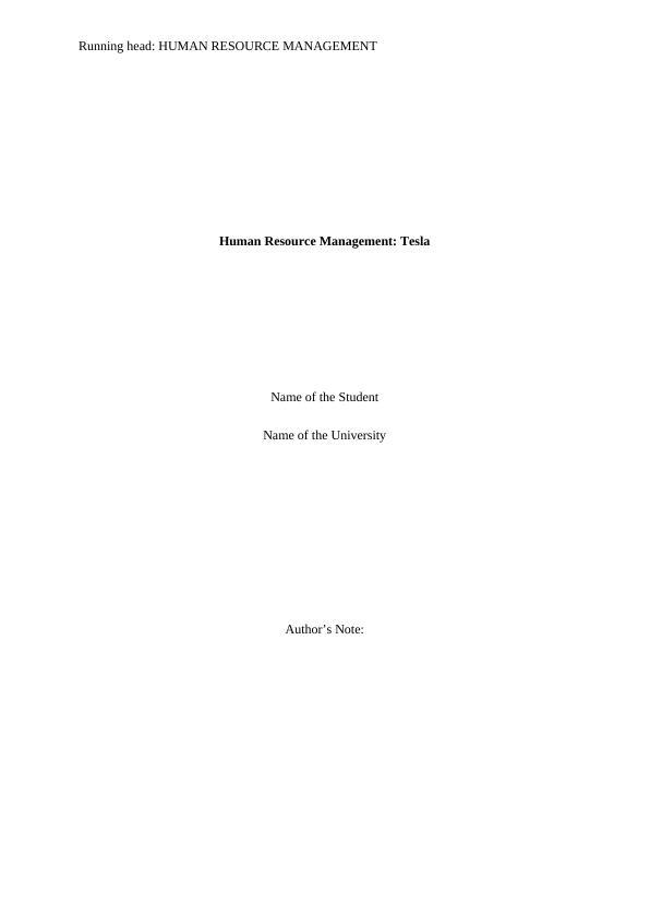 Human Resource Management: Tesla_1