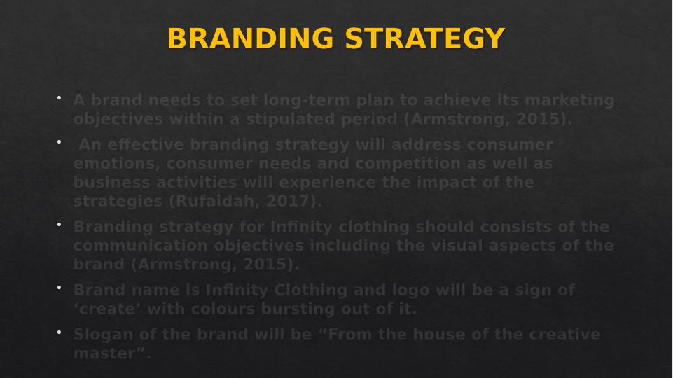 Marketing Plan for Infinity Clothing: Branding, Target Market, Pricing, Distribution and IMC_3