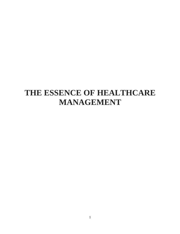 The Essence of Healthcare Management_1