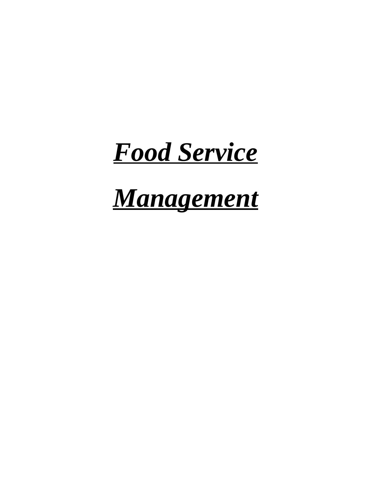 Food Service Management