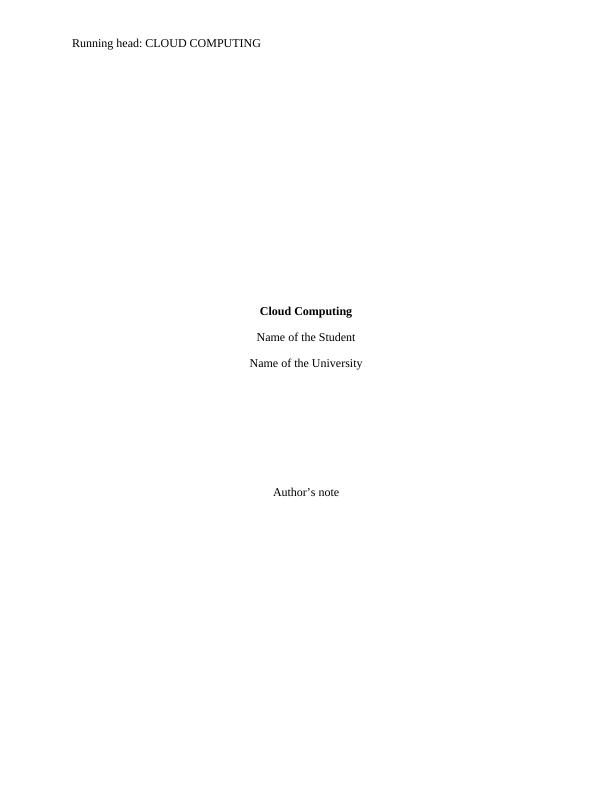 ITC561: Cloud Computing - Report_1