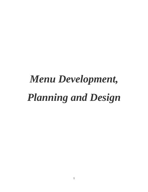 Menu Development, Planning and Design_1