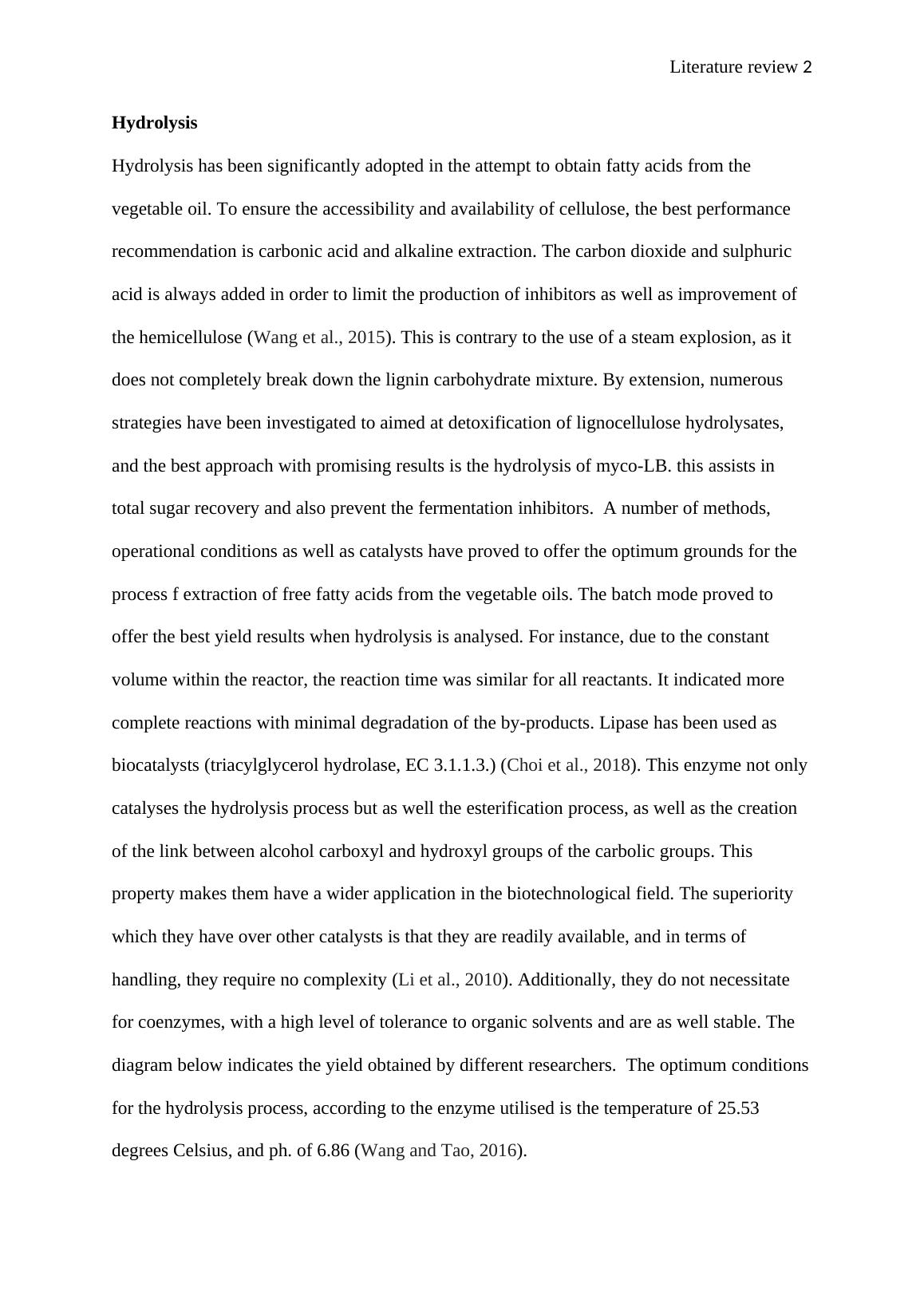 Critical Literature Review on the Hydrothermal Conversion of Vegetable
