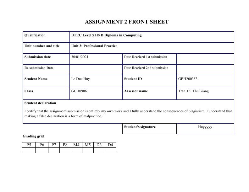 Assignment on the Front Sheet 2022_1