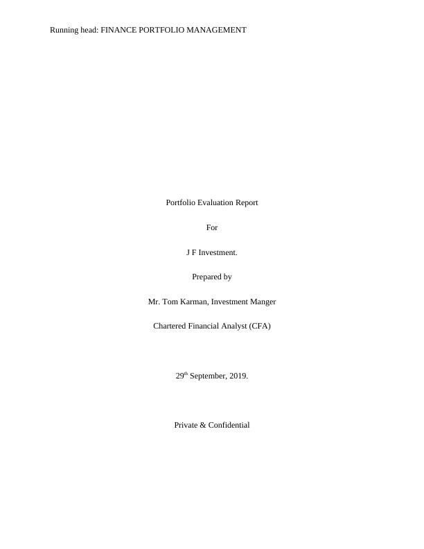 Portfolio Evaluation Report for J F Investment_1