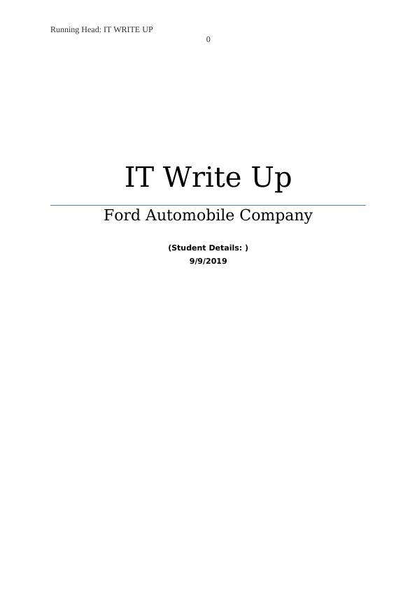 IT Write Up - Ford Automobile Company_1