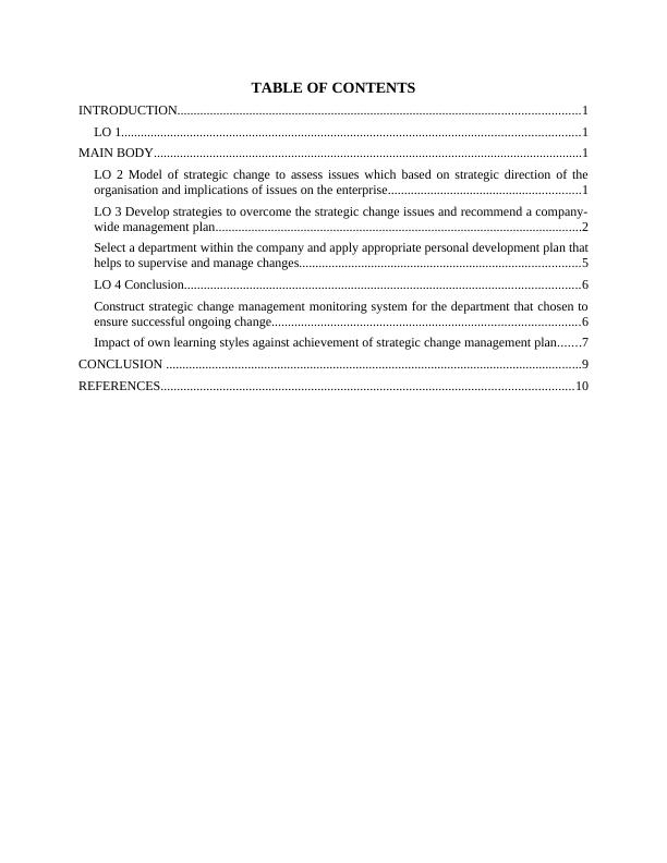 strategic change management assignment