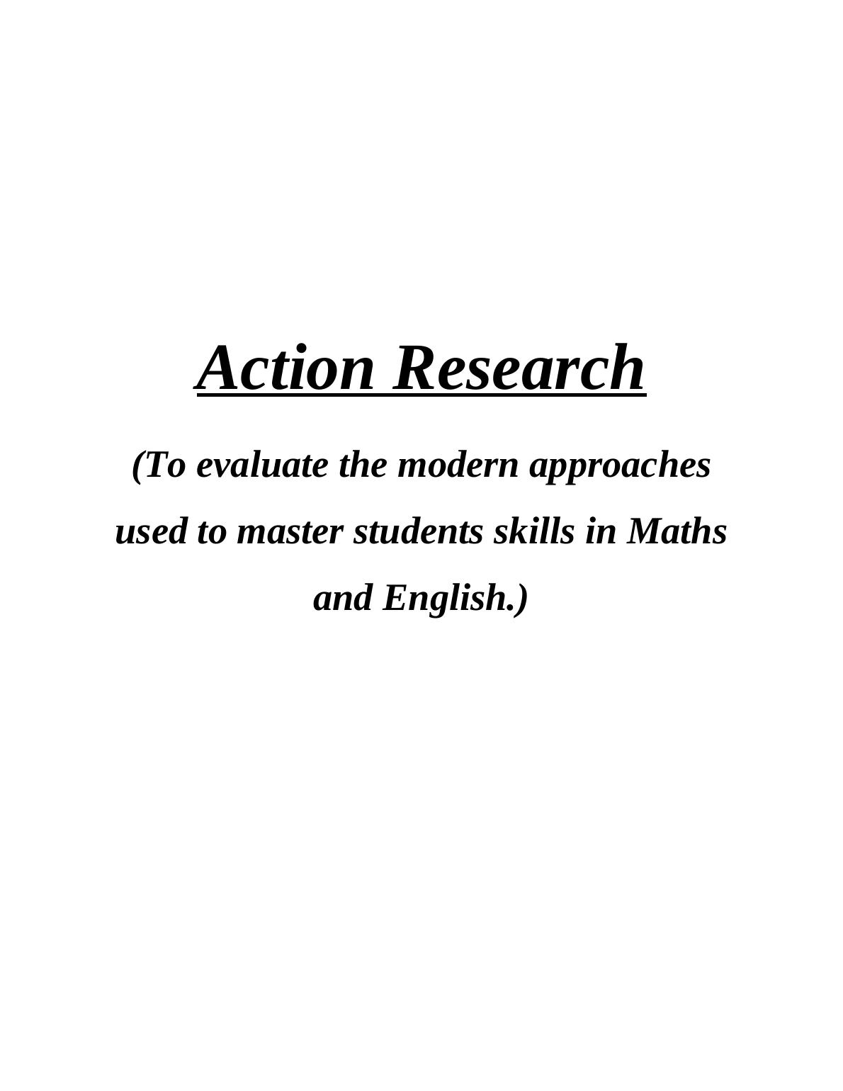 action research on maths