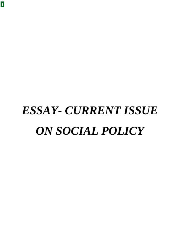 Essay - Current Issue on Social Policy_1
