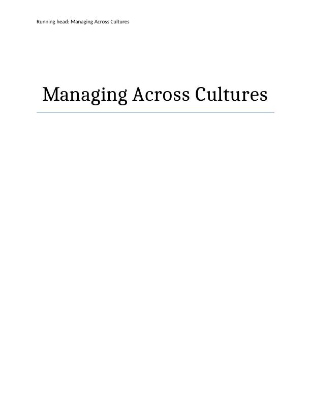Managing across cultures - assignment_1