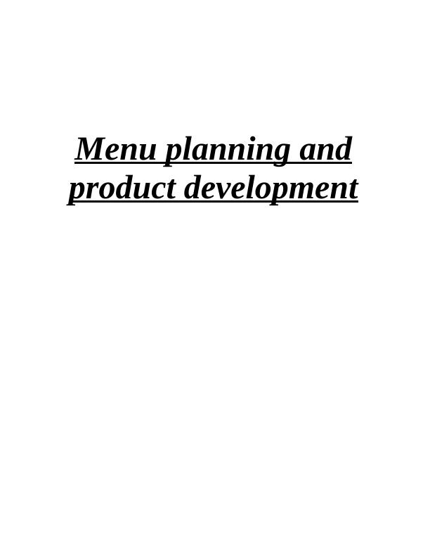 Menu Planning And Product Development Principles: Doc_1