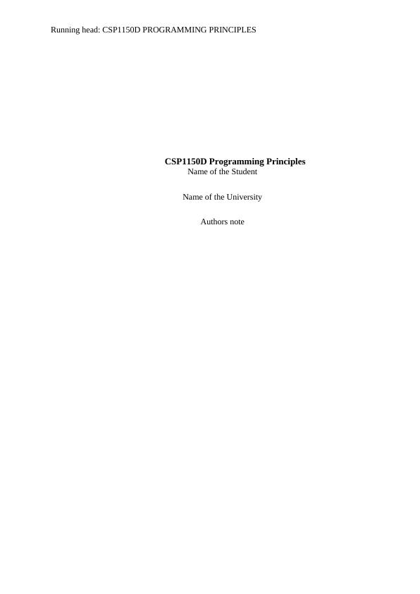 CSP1150D Programming Principles_1