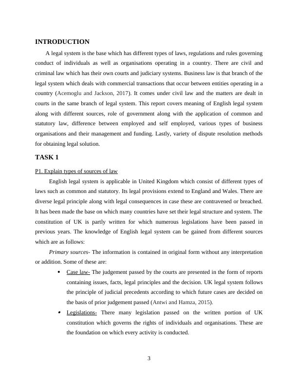Business Law: Types of Sources, Role of Government, Status of Employed and Self-Employed, Different Types of Business Organizations, Funding and Management, Range of Dispute Resolutions_3