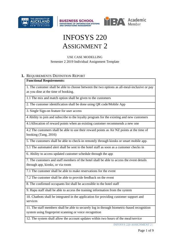 Use Case Modelling for Semester 2 2019 Individual Assignment Template_1