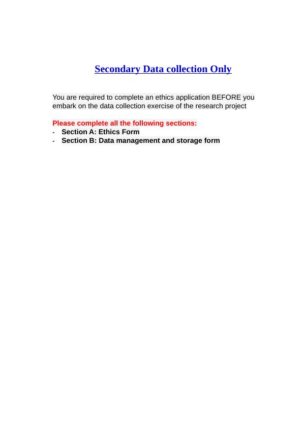 Secondary Data Collection: Ethics Application and Data Management_1