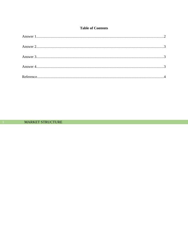 Market Structure Assignment