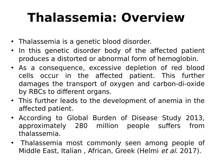 Thalassemia: An Inherited Blood Disorder - Overview, Inheritance Pattern, Types, Clinical Presentation, Treatment, Genetic Counselling, Pedigree Analysis_2