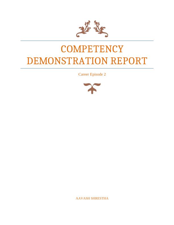 Competency Demonstration Report (CDR) Assignment_1