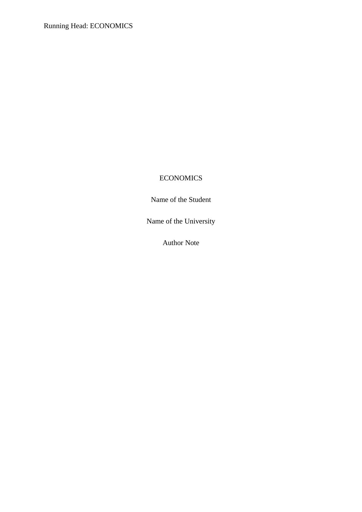 economics research paper undergraduate