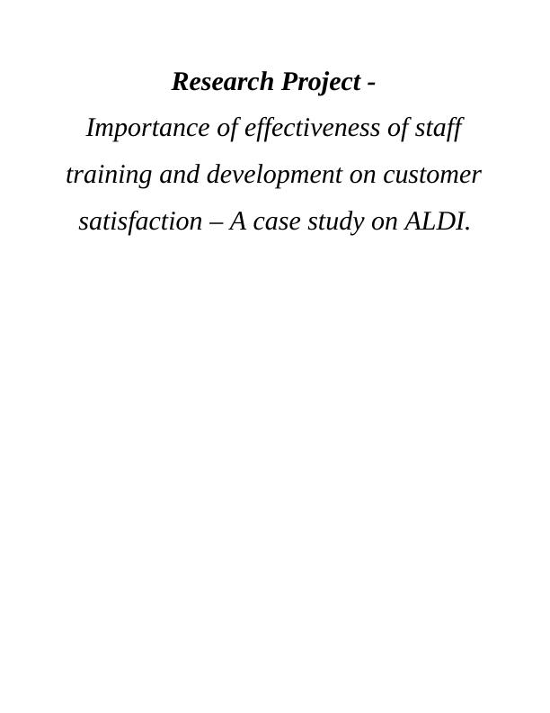 Importance of Effectiveness of Staff Training & Development : ALDI_1