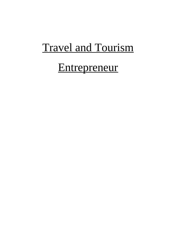 Travel and Tourism Entrepreneurs : Assignment_1