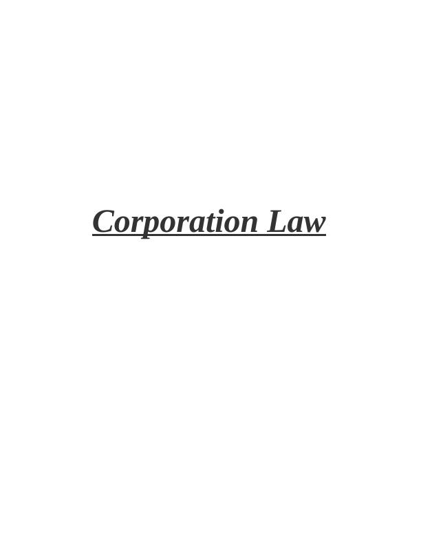 Corporation Law Assignment Sample PDF_1