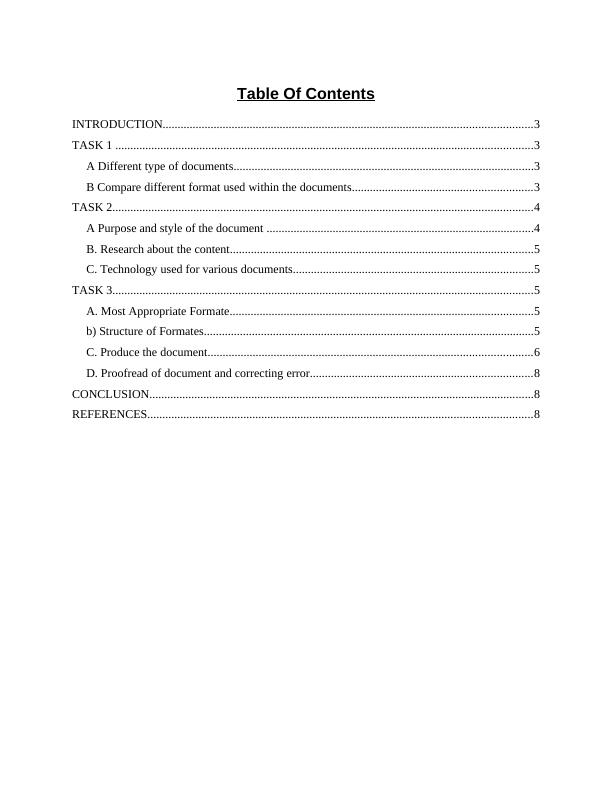 Documents in a Business Environment Table Of Contents_2