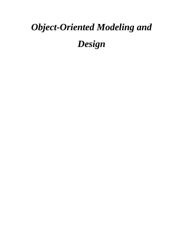 Object Oriented Modeling and Design Assignment_1