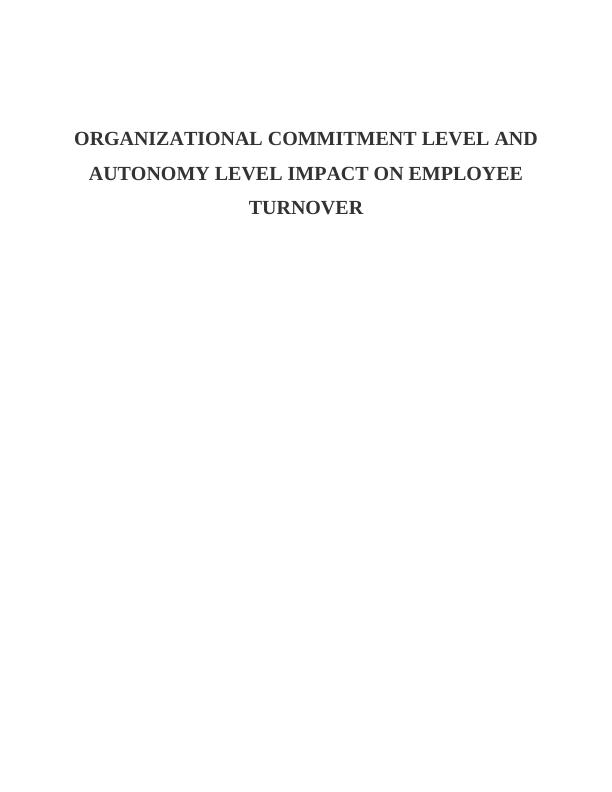 Report on Factors Affect Employee Turnover_1
