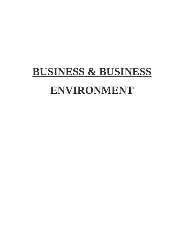 BUSINESS AND BUSINESS ENVIRONMENT TABLE OF CONTENTS_1