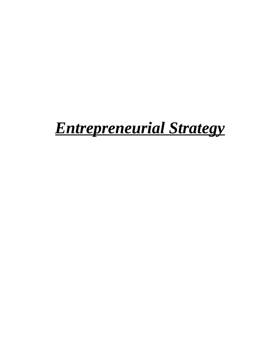 Entrepreneurial Strategy