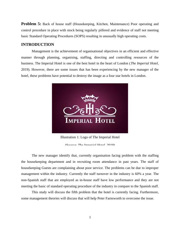 Introduction to Management Assignment Solved - The Imperial Hotel_3