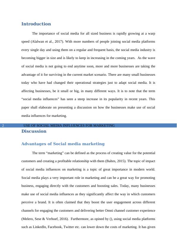 Use of Social Media Influences for Marketing Research Paper 2022_3