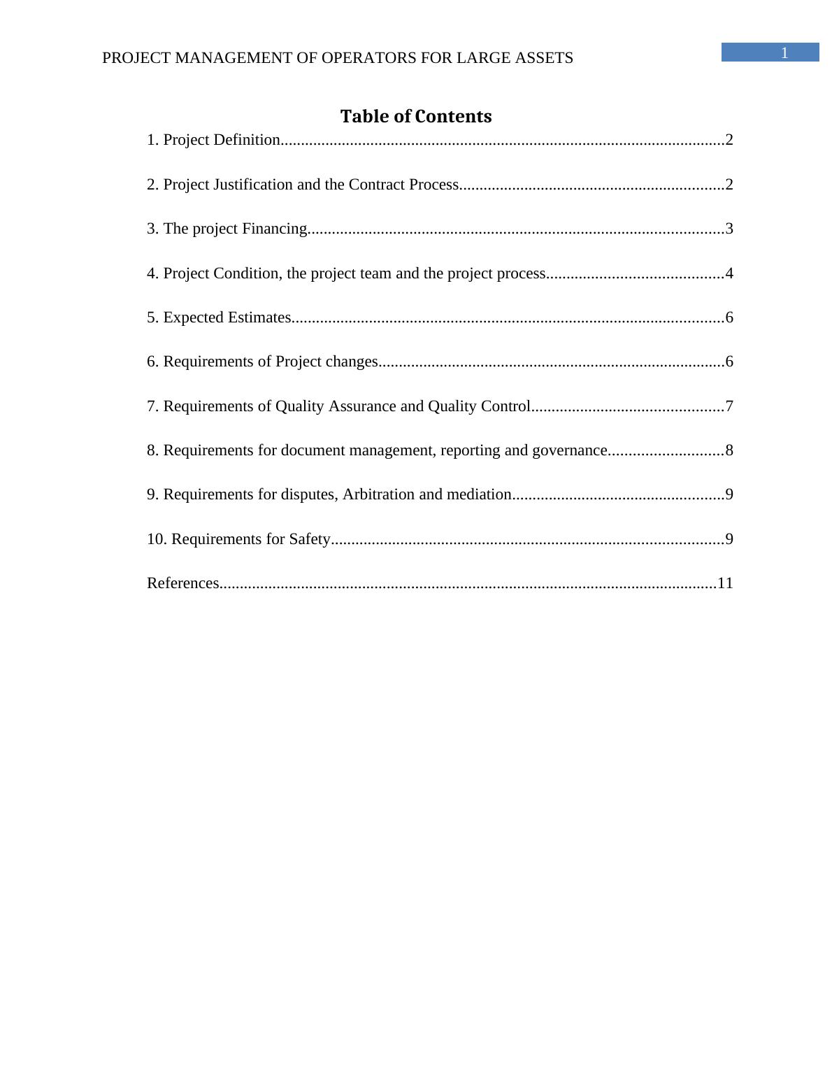 Project Management of Operators for Large Assets Analysis