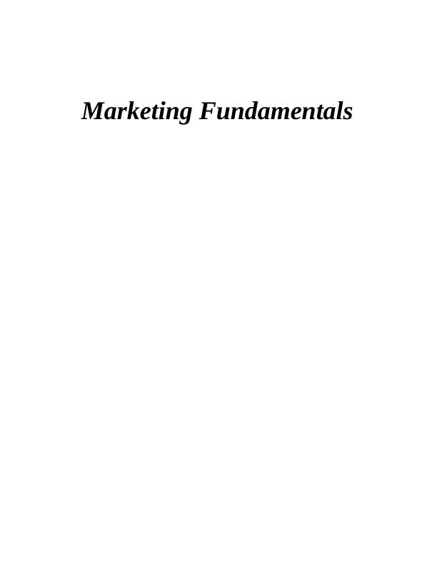 marketing fundamentals assignment