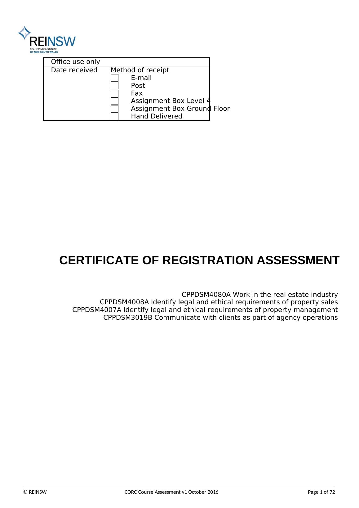 CPPDSM4080A Certificity of Registration ASSESSMENT Certification in Real Estate Industry_1
