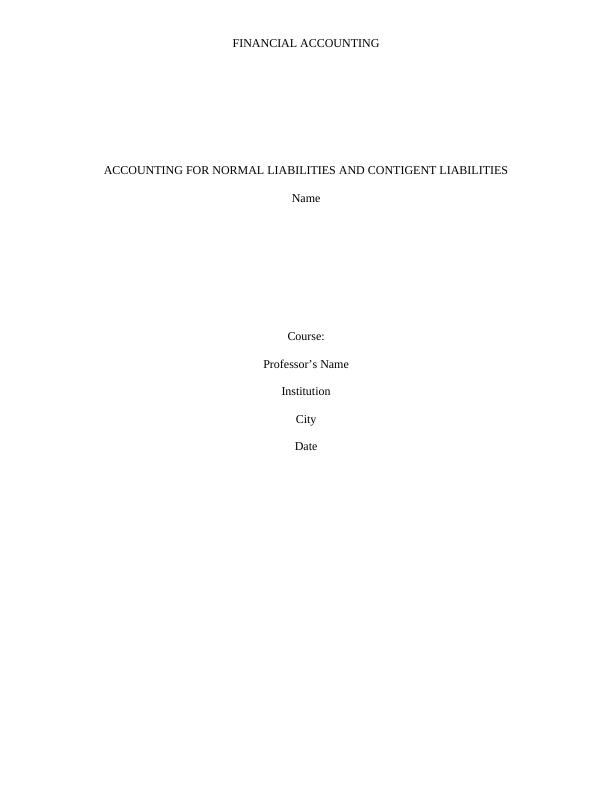 Accounting for Normal Liabilities and Continent Liabilities_1