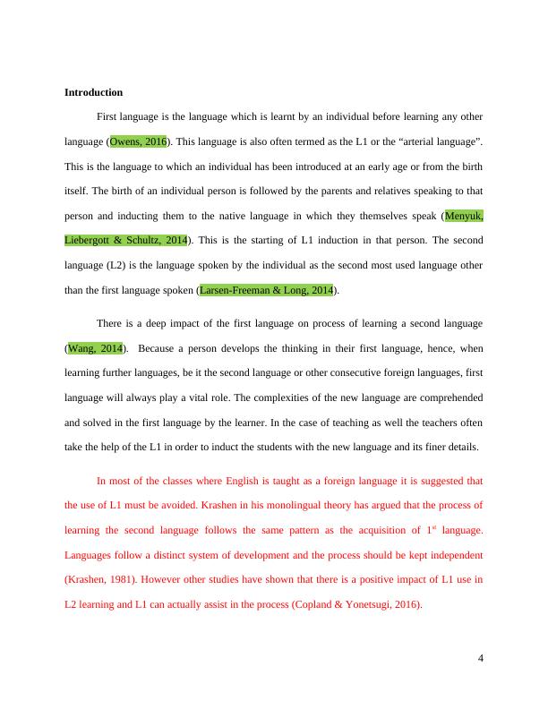 Assignment on Language Learning: Role of L1_5