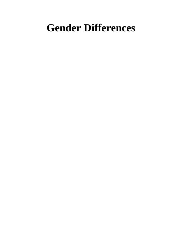 Psychology Assignment: Gender Differences_1