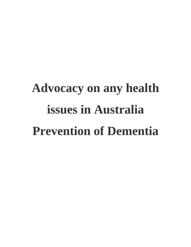 Advocacy on any Health Issues in Australia_1